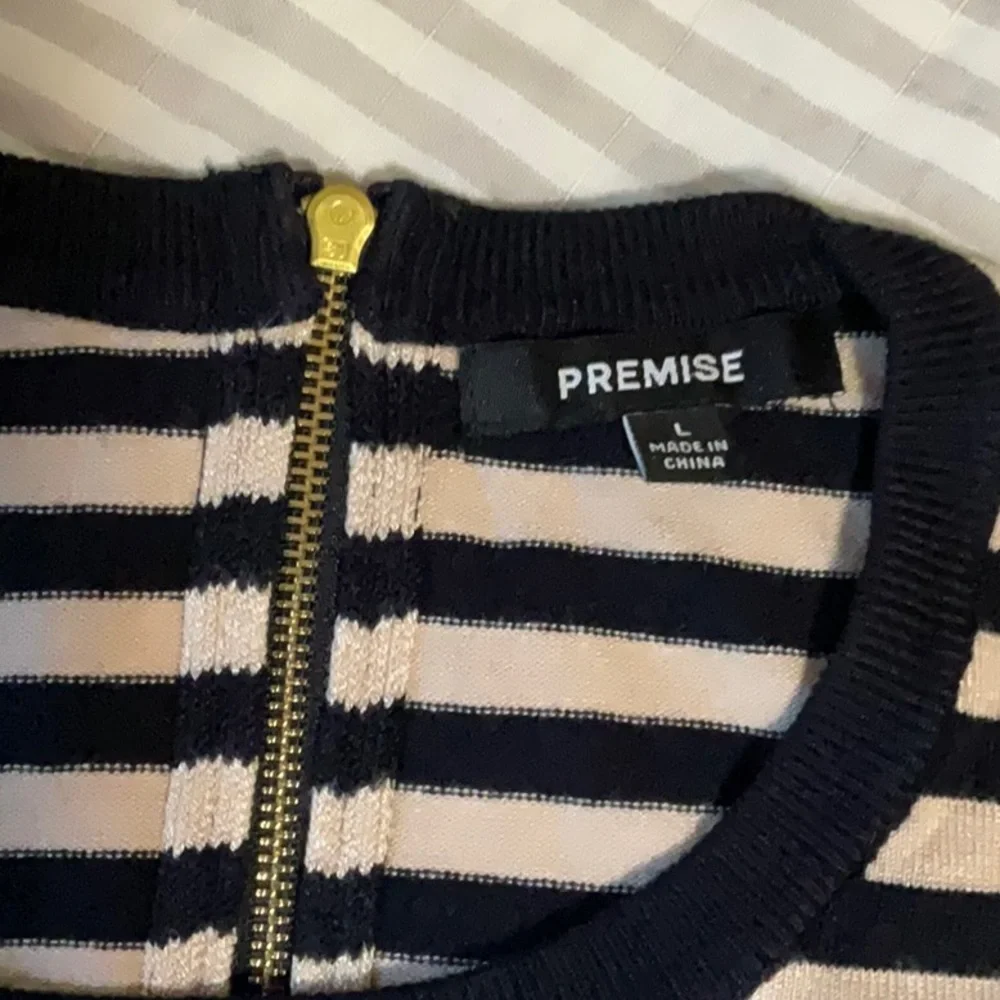 Premise Striped Short Sleeve Sweater Large - Picture 2 of 6